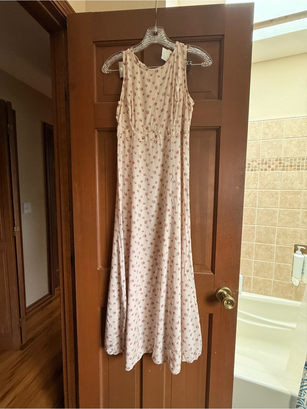 Moda International Cream Maxi Dress with Pink Floral Print